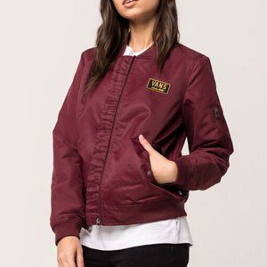 Womens Burgundy Vans Bomber Jacket Size 